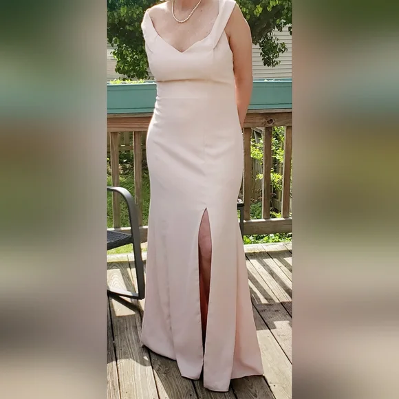 NWT Dessy Collection Off-the-Shoulder Criss Cross Back Trumpet Gown Sz 14 - Picture 3 of 11